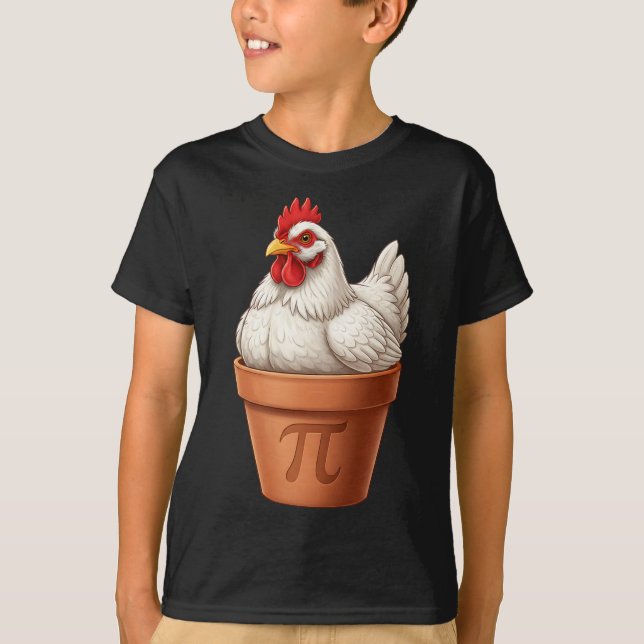 Funny Chicken Pot Pi Day 3.14 Pie Math Lover Teach T-Shirt (Front)