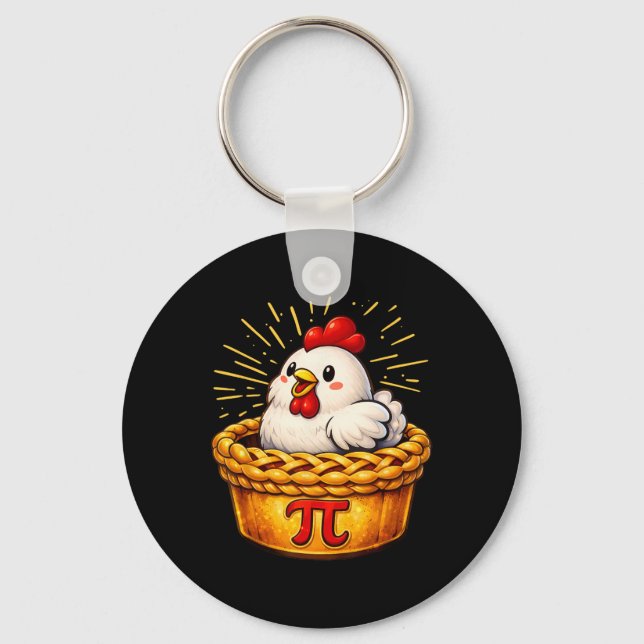 Funny Chicken Pot Pi Day Pie Math Lovers Teachers  Keychain (Front)
