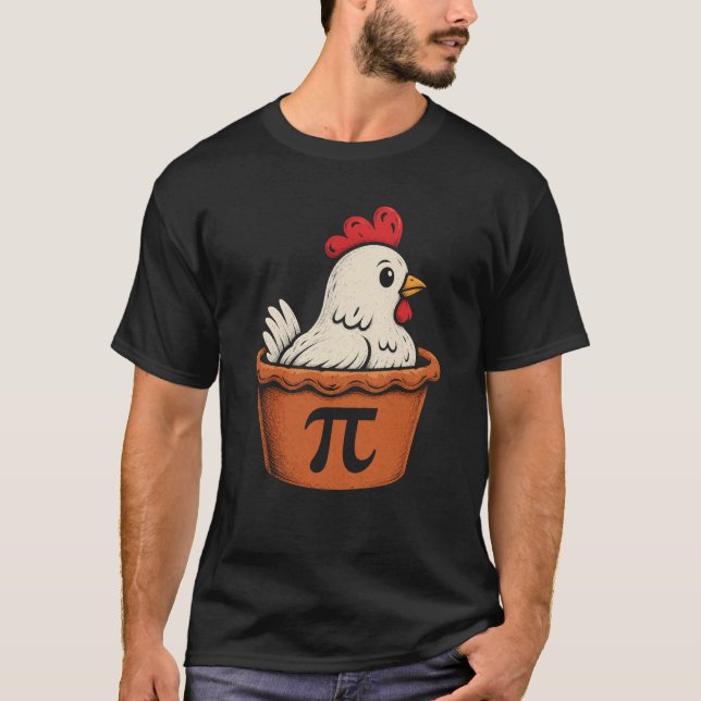 Funny Chicken Pot Pi Math Lover Geek Gift T-Shirt (Front)