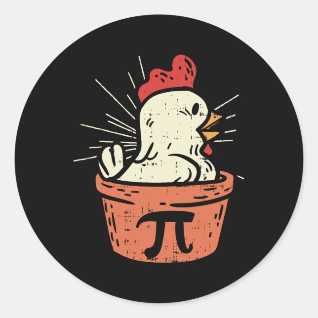Funny Chicken Pot Pi Shirt Day Pie Math Lover Geek Classic Round Sticker (Front)