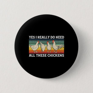 Funny Chicken Poultry Farmer Farm Animal Hen Chick 2 Inch Round Button