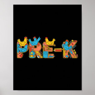 Funny Chicken Pre K Back To School Kids Boys Girls Poster