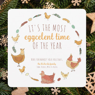 Funny Chicken Pun Square Christmas Photo Holiday C Card