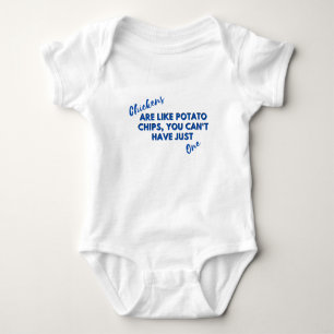 Funny Chicken Quote: Chickens and Potato Chip Blue Baby Bodysuit