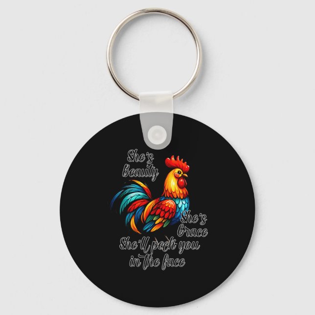 Funny Chicken Quote  Keychain (Front)