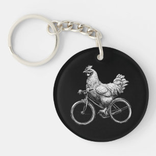 Funny Chicken Riding Bike Cyclist Cute Animal Love Keychain