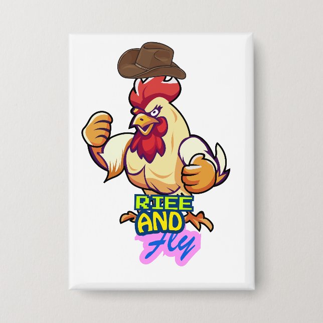 Funny Chicken Rise and Fly” T-Shirt (Front)