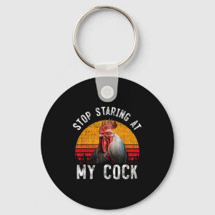 Funny Chicken Rooster Stop Staring At My Gift  Keychain