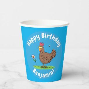 Funny chicken rustic cartoon illustration paper cups