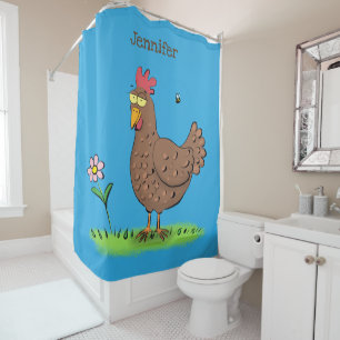 Funny chicken rustic whimsical cartoon