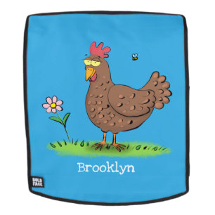 Funny chicken rustic whimsical cartoon backpack