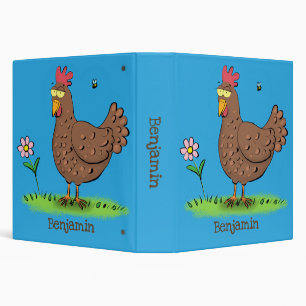 Funny chicken rustic whimsical cartoon binder