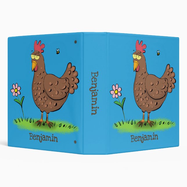 Funny chicken rustic whimsical cartoon binder (Background)
