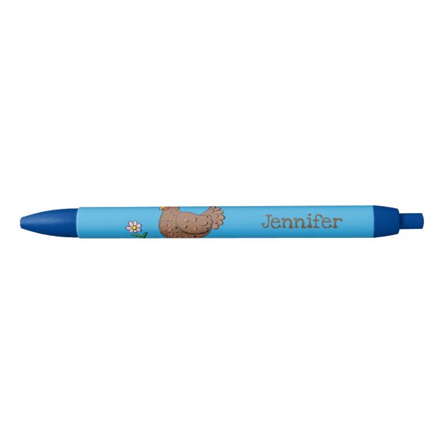 Funny chicken rustic whimsical cartoon black ink pen (Front)