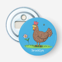 Funny chicken rustic whimsical cartoon