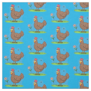 Funny chicken rustic whimsical cartoon fabric