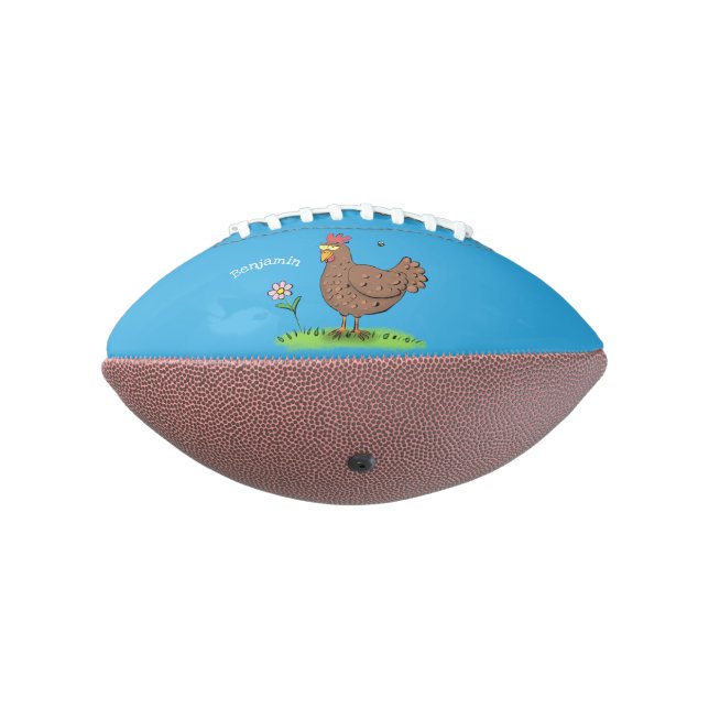 Funny chicken rustic whimsical cartoon football (Rotated 270)