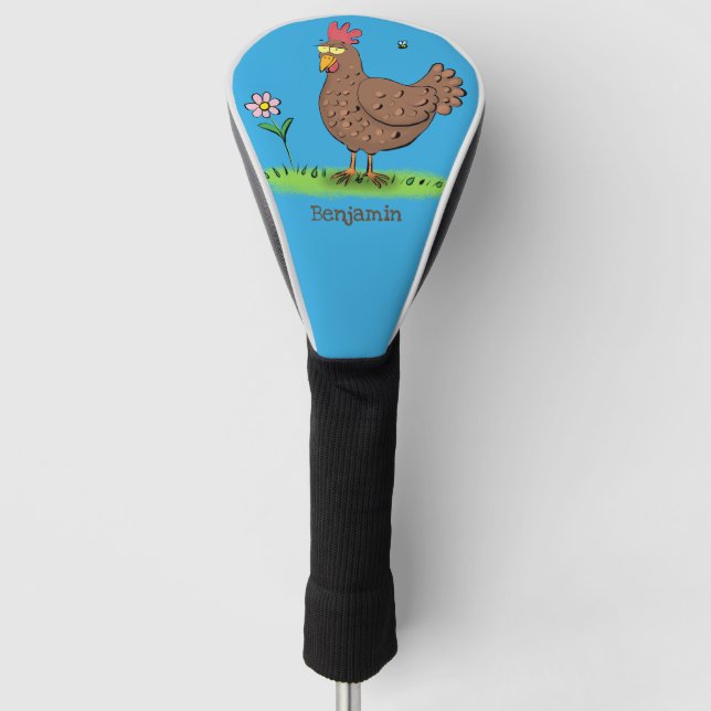 Funny chicken rustic whimsical cartoon golf head cover (Front)