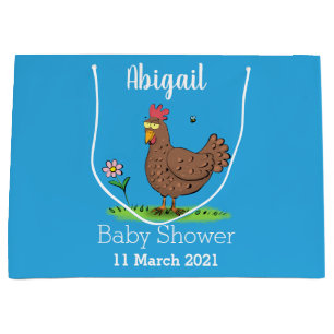 Funny chicken rustic whimsical cartoon large gift bag