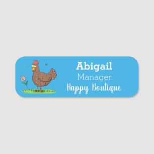 Funny chicken rustic whimsical cartoon name tag