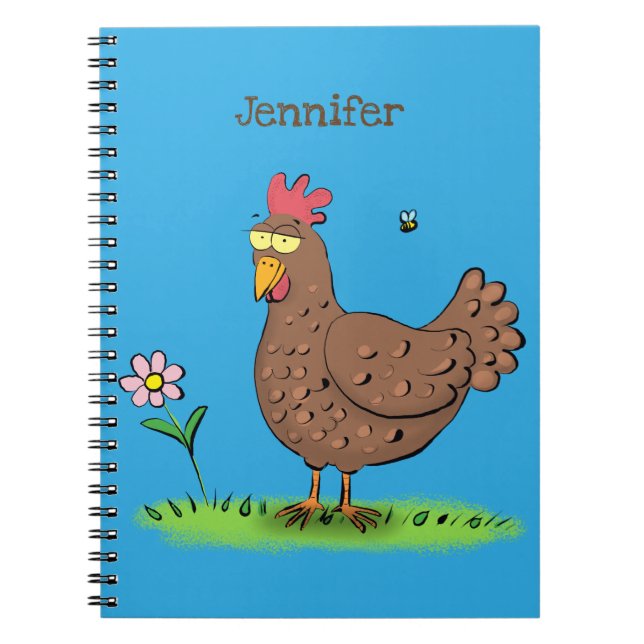 Funny chicken rustic whimsical cartoon notebook (Front)