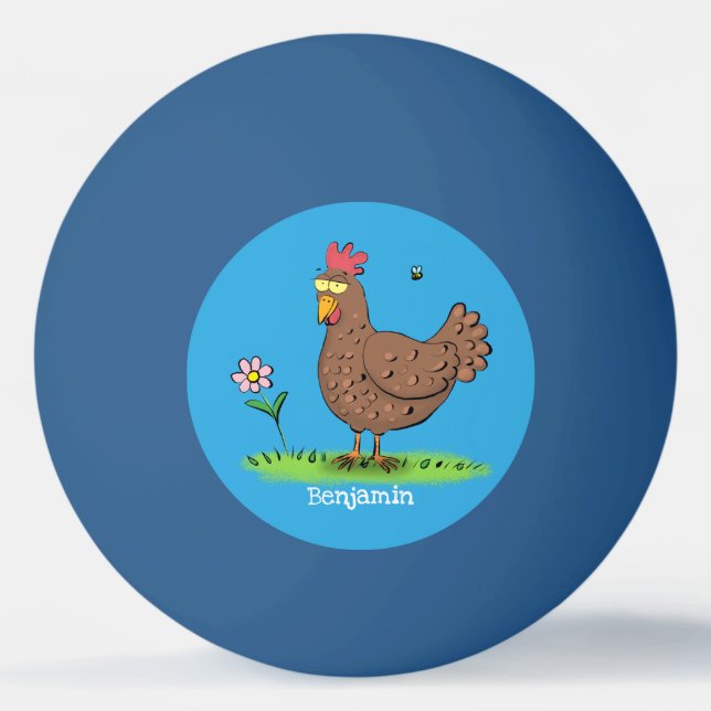 Funny chicken rustic whimsical cartoon  ping pong ball (Front)