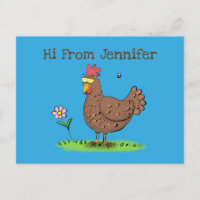 Funny chicken rustic whimsical cartoon