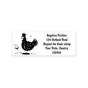 Funny chicken rustic whimsical cartoon rubber stamp