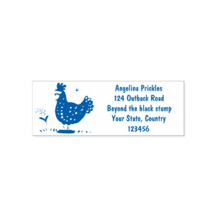 Funny chicken rustic whimsical cartoon self-inking stamp