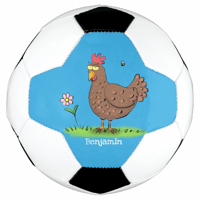 Funny chicken rustic whimsical cartoon  soccer ball (Front)