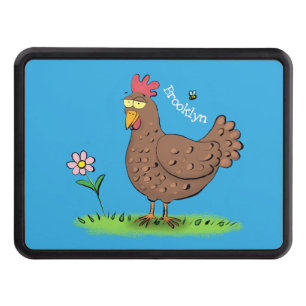 Funny chicken rustic whimsical cartoon trailer hitch cover