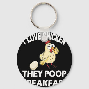 Funny Chicken Slogan Farmer, Rooster, They Poop Br Keychain