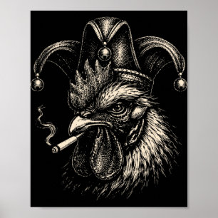 Funny Chicken Smoking Cigarette Meme Rooster Jeste Poster