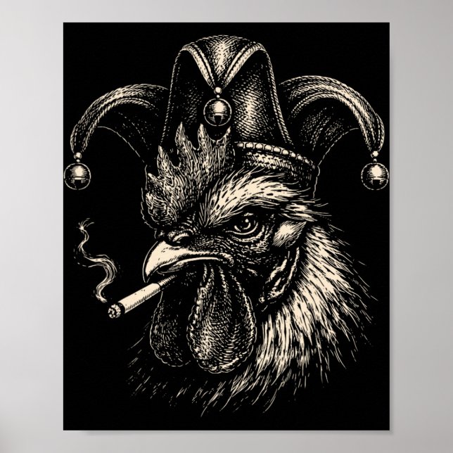 Funny Chicken Smoking Cigarette Meme Rooster Jeste Poster (Front)