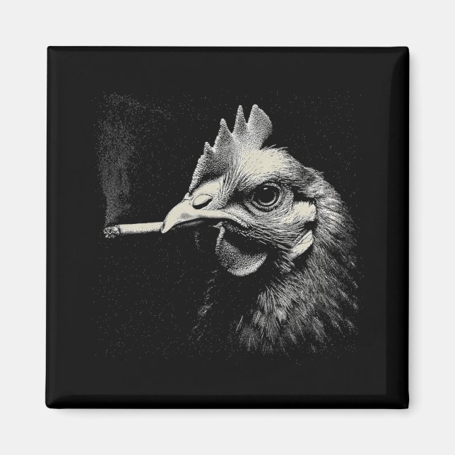 Funny Chicken Smoking Pipe Rooster Farmhouse  Magnet (Front)