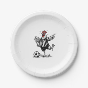 Funny Chicken Soccer Vintage Engraving Shirt_1 Paper Plate