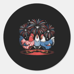 Funny Chicken Usa Flag Patriotic Chicken Lover 4th Classic Round Sticker