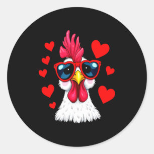 Funny Chicken Valentines Day Heart Chicken Couple Classic Round Sticker