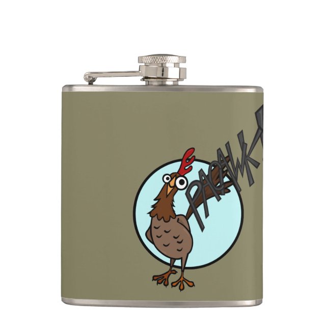 FUNNY CHICKEN VINYL WRAPPED FLASK (Front)
