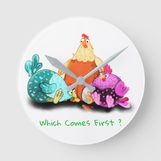 Funny Chicken Wall Clock - Custom Text (Front)