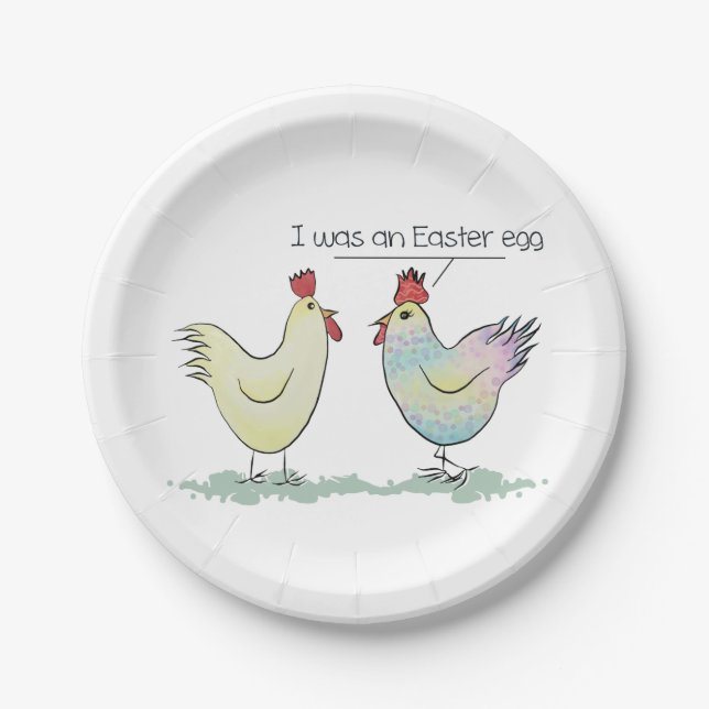 Funny Chicken was an Easter Egg Paper Plate (Front)