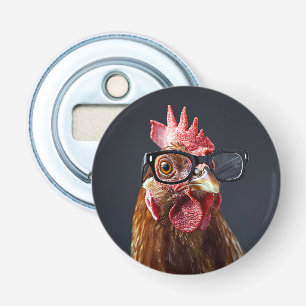 Funny Chicken Wearing Glasses Bottle Opener