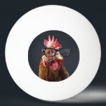 Funny Chicken Wearing Glasses Ping Pong Ball<br><div class="desc">A humourous design featuring a quirky chicken wearing oversized glasses,  exuding charm and personality. Set against a simple yet playful background,  this whimsical artwork brings a touch of farmyard fun and lighthearted style to any table setting.</div>
