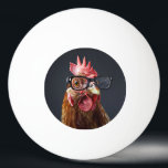 Funny Chicken Wearing Glasses Ping Pong Ball<br><div class="desc">A humourous design featuring a quirky chicken wearing oversized glasses, exuding charm and personality. Set against a simple yet playful background, this whimsical artwork brings a touch of farmyard fun and lighthearted style to any table setting.</div>