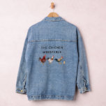 Funny Chicken Whisperer Farm Owner Denim Jacket<br><div class="desc">Rustic and funny denim jacket featuring watercolor illustration of chickens with a chick. The text says "chicken whisperer."</div>