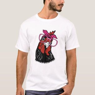 Funny Chicken With Bandana Glasses Men Women Novel T-Shirt