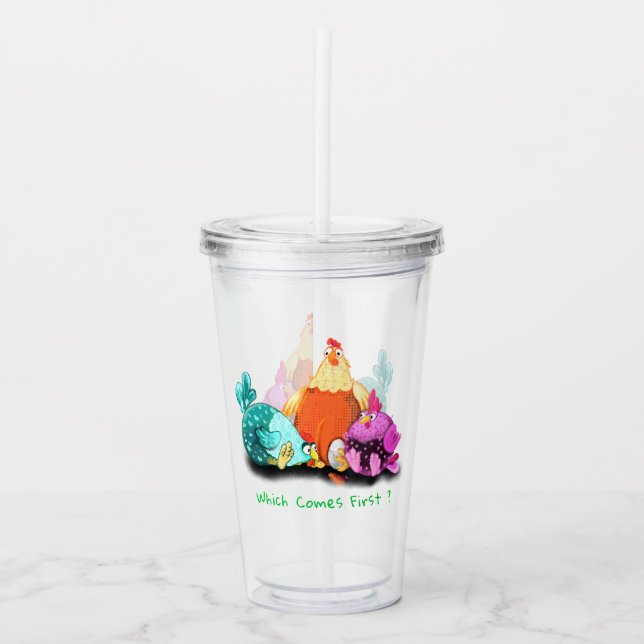 Funny Chickens Acrylic Tumbler - Custom Text (Front)