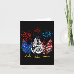 Funny Chickens American Flag Patriotic Farmer 4th  Card