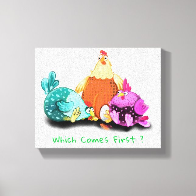 Funny Chickens Canvas Print - Custom Text (Front)