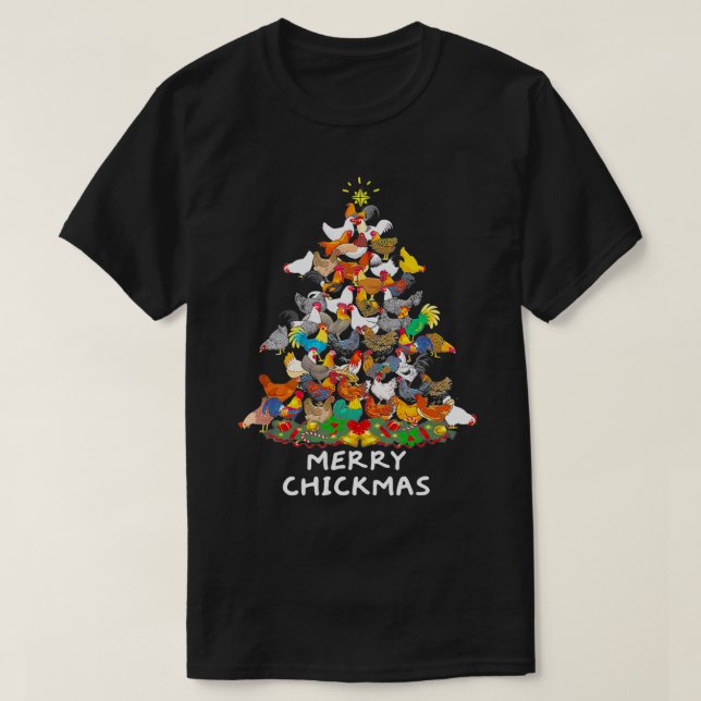 Funny Chickens Christmas Tree Ornaments Decor Merr T-Shirt (Design Front)